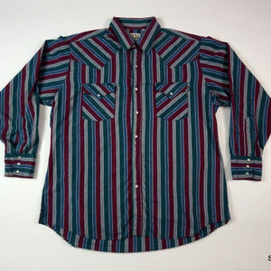VTG Ely Cattlemen L/S Pearl Snap Button Sz 17 / 34